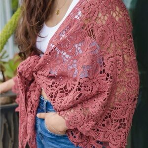 Moon Garden Crochet Kimono Balletcore Cottagecore Grandma Hippie Bohemian Twee